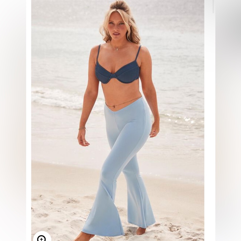 NEW 70’s Flare Leg Knit Beach Pants in Camille Blue